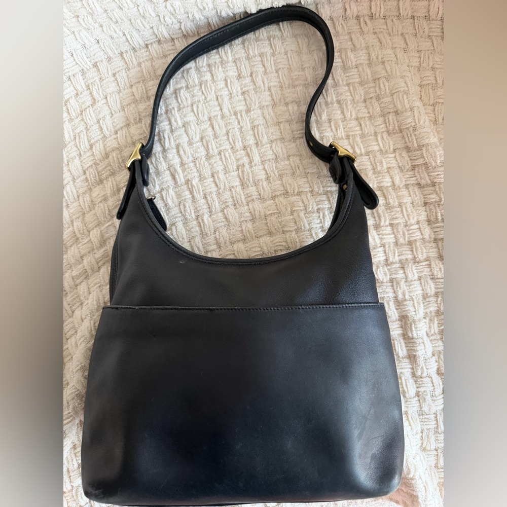Vintage Old Coach Legacy Hobo Black Glove tan Leather - Picture 2 of 13